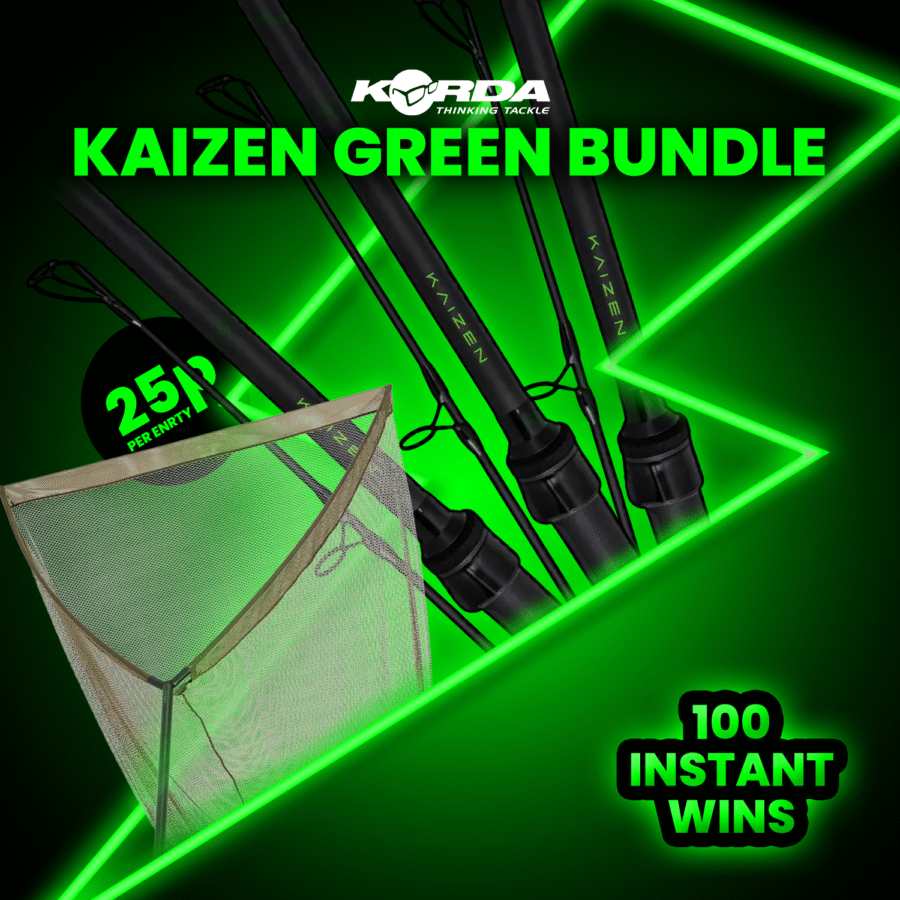 Korda Kaizen Green 3 Rod Set & Landing Net + 100 Instant Wins